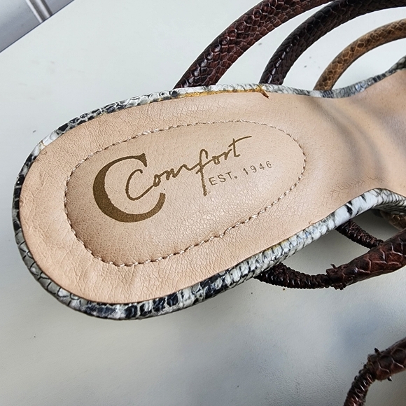 Comfort Est. 1946 Shoes Womens Snake Skin Chunky Heeled Open Toe Sandals Sz 6 - Picture 3 of 9